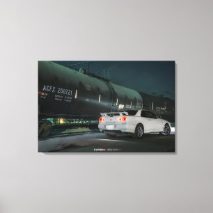 Toile Nissan Skyline R34 avec le train à Los Angeles