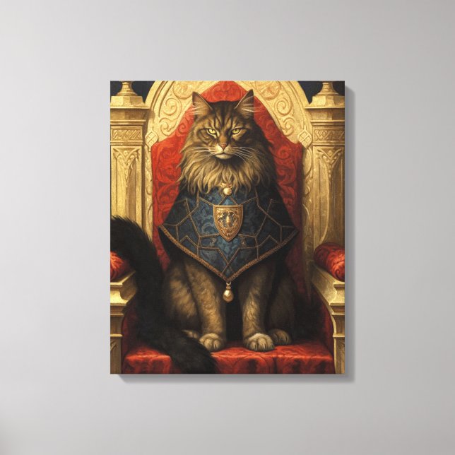 Toile Noble Maine Coon Trône Art Imprimer (Recto)