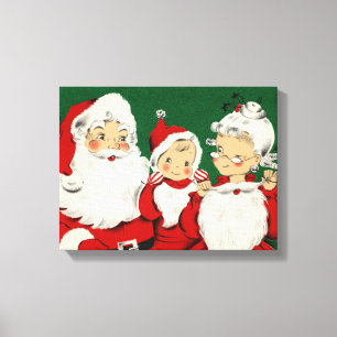 Toile Noël de la famille vintage Père Noël