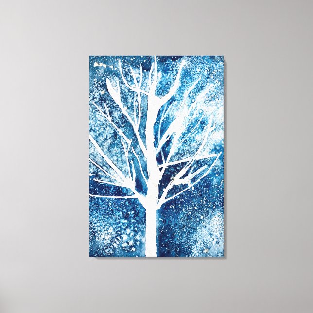 Toile Noël du bouleau blanc d'hiver (Recto)