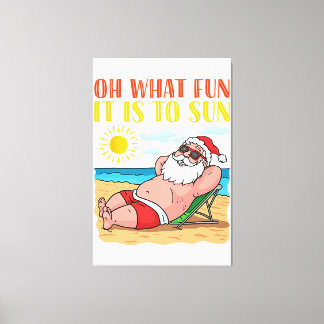 Toile Noël En juillet Funny Père Noël à Hawaii Vaca