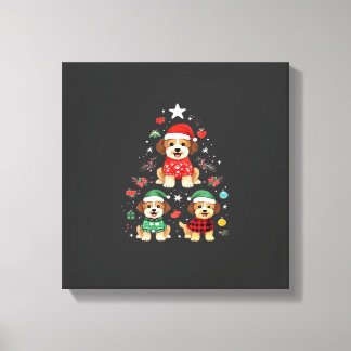 Toile Noël Festif Poilu  Chiens Mignons Arbre de Fêtes d