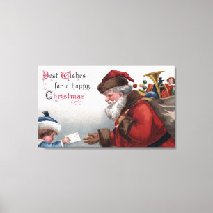 Toile Noël GreetingSanta recevant la lettre
