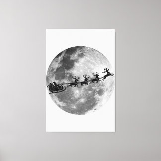 Toile Noël Le Père Noël Passe La Lune