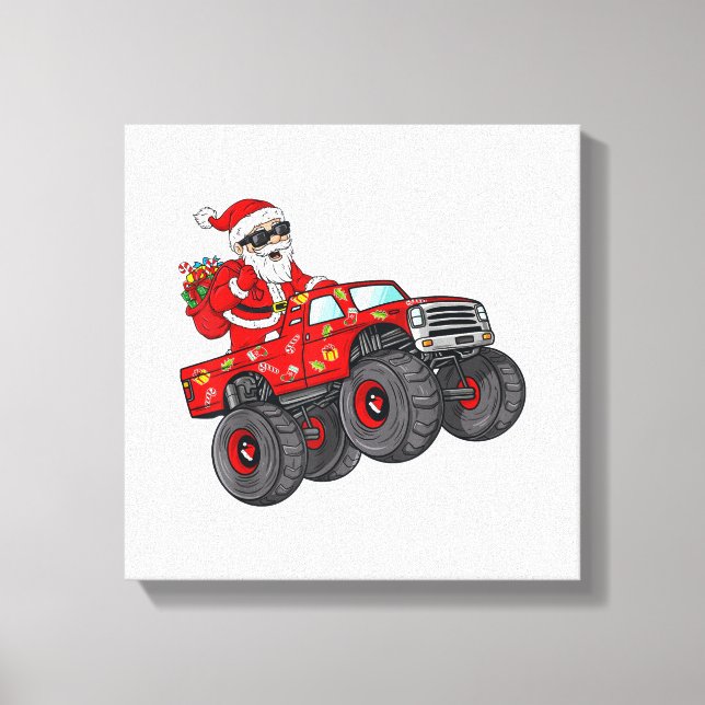 Toile Noël Père Noël équitation Monster Camion Garçons K (Recto)