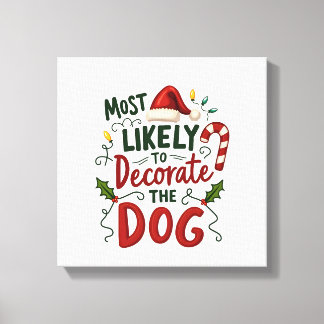 Toile Noël Probablement Décorer Chien Xmas Famille 2