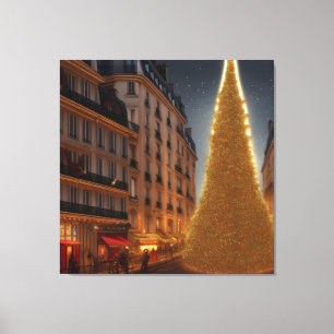 Toile Noël sur Paris Street Print