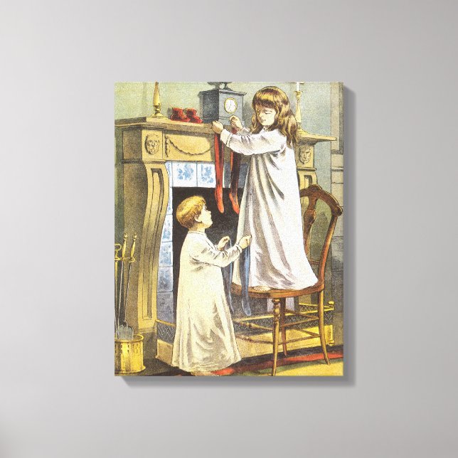 Toile Noël victorien, Bas de Noël pour enfants (Recto)