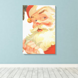 Toile Noël vintage, joyeux Père Noël avec un secret