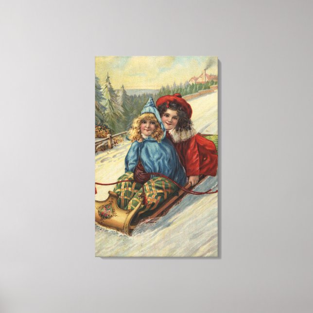 Toile NoëlDeux Petites Filles Dormir (Recto)