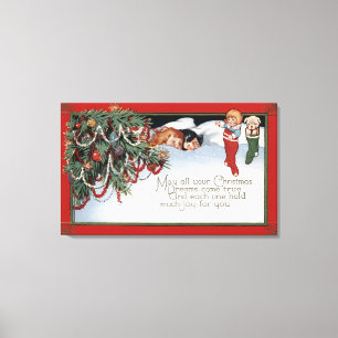 Toile NoëlEnfants dormeurs et un poème