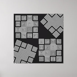 Toile Noir Blanc Moderne Illusion Abstraite Art Géomét