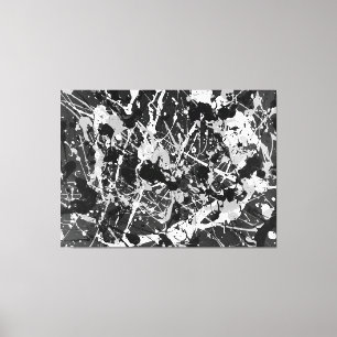 Toile NOIR ET BLANC L V - Peinture d'action -Abstrait-