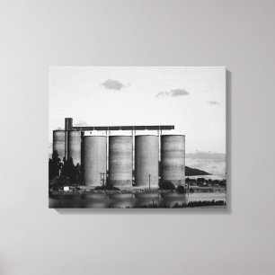 Toile Noir Et Blanc Monochrome Grain Rural Silos