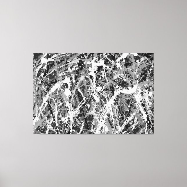 Toile NOIR ET BLANC XXIII - Peinture d'action -Abstrait- (Recto)
