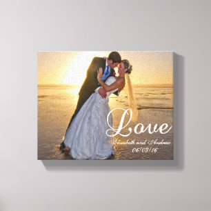 Toile Nom d'amour photo de mariage personnalisé