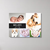 Nom de famille personnalisé Photo Collage Canvas I