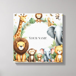 Toile Nom de jungle personnalisé Art animalier pour la n