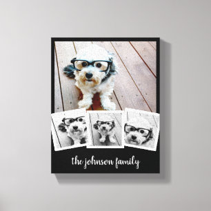 Toile Nom de script de collage photo 4 tendance blanc no