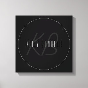 Toile Nom et monogramme élégants modernes   Gris foncé e