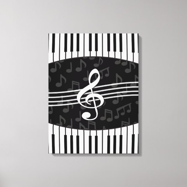Toile Notes de musique élégante Clé de fer et touches de (Recto)