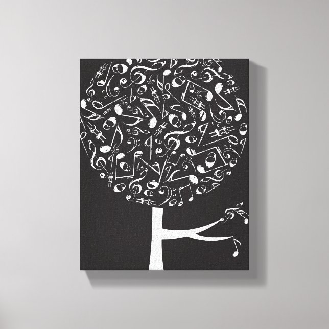Toile Notes musicales blanches Pop Tree Nursery Wall Art (Recto)