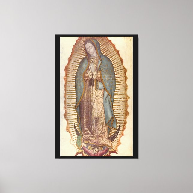 Toile NOTRE DAME DE GUADALUPE 30x45 NATUREL SUR NOIR (Recto)