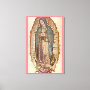 Toile NOTRE DAME OF GUADALUPE 30x45 NATUREL SUR le ROSE