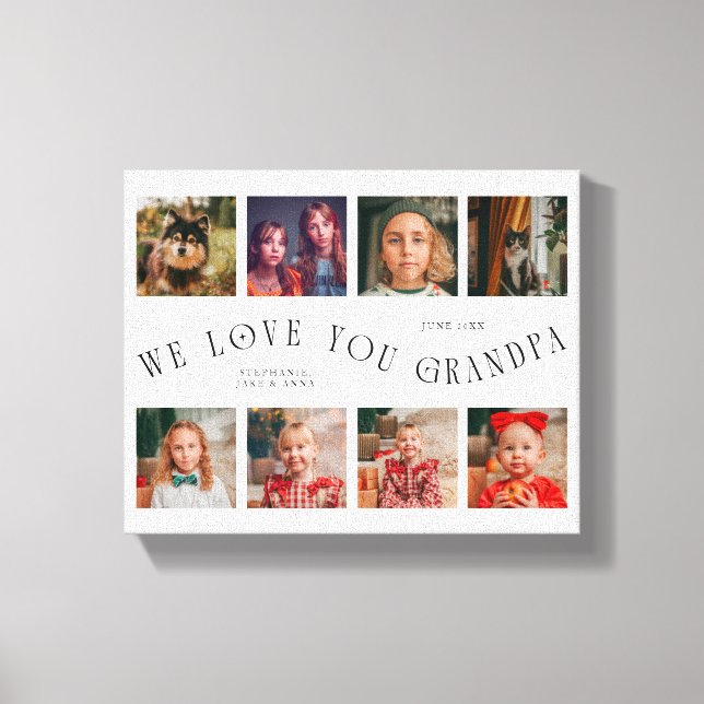 Toile Nous vous aimons grand-père | 8 Grille de photos b (Recto)