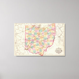 Toile Nouvelle carte de voie ferrée de l'état de l'Ohi