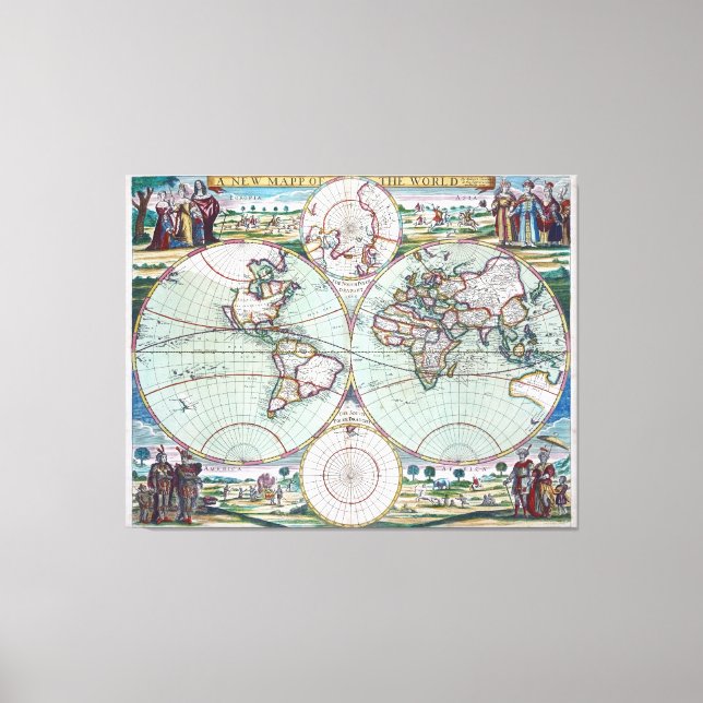 Toile Nouvelle Carte Du Monde Samuel Thornton Wall Art (Recto)