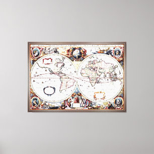 Toile Nova Totius Terrarum Orbis par Henricus Hondius II