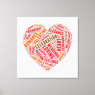 Toile Nuage de mots de forme cardiaque