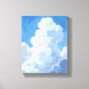 Toile Nuages Blancs Beau Ciel Bleu Aquarelle