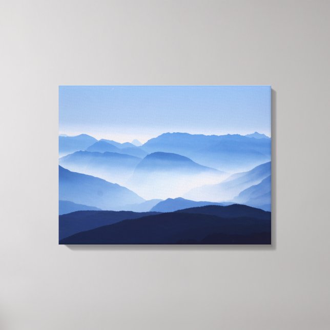 Toile Nuages de silhouette des montagnes (Recto)