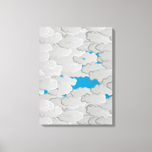 Toile Nuages japonais, Jour d'été, Bleu blanc et bleu ci