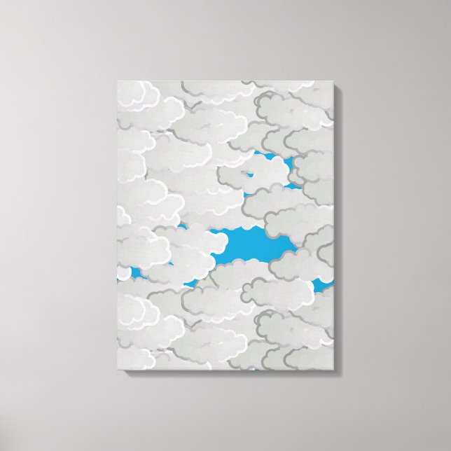 Toile Nuages japonais, Jour d'été, Bleu blanc et bleu ci (Recto)