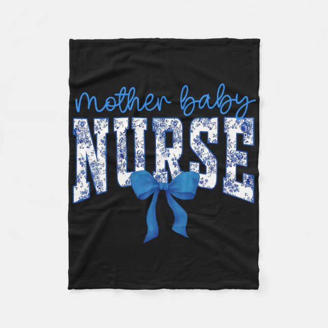 Toile Nurse Bow Blue Coquette Mutter Ba Fleecedecke (Vorderseite)