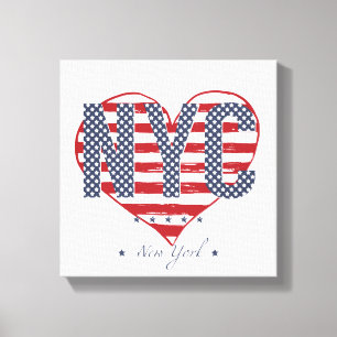 Toile NYC American Flag Heart