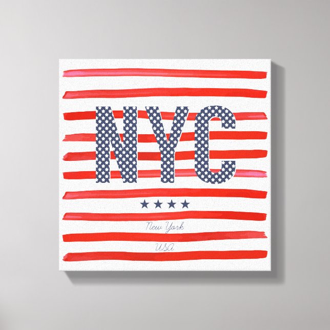 Toile NYC | Design rouge, blanc et bleu (Recto)