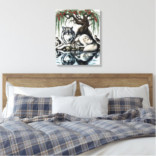 Toile Oasis de la famille des loups sereins dans la natu