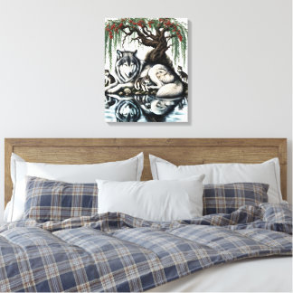 Toile Oasis de la famille des loups sereins dans la natu
