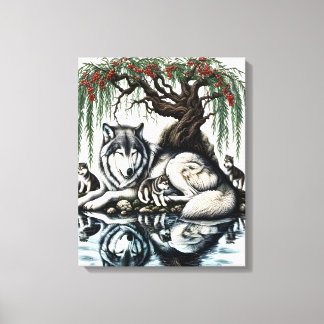 Toile Oasis de la famille des loups sereins dans la natu