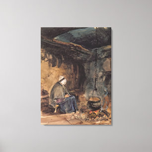 Toile Observant le pot bouillir - un intérieur de