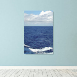 Toile Ocean Waves Fluffy White Clouds Blue Sky Canvas