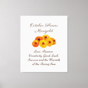 Toile Octobre Mois de naissance Fleur Marigold Elegant