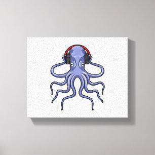 Toile Octopus en musique avec casque