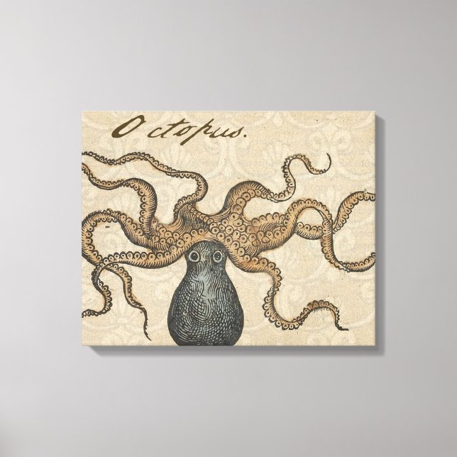Toile Octopus Kraken Illustration Vintage (Recto)
