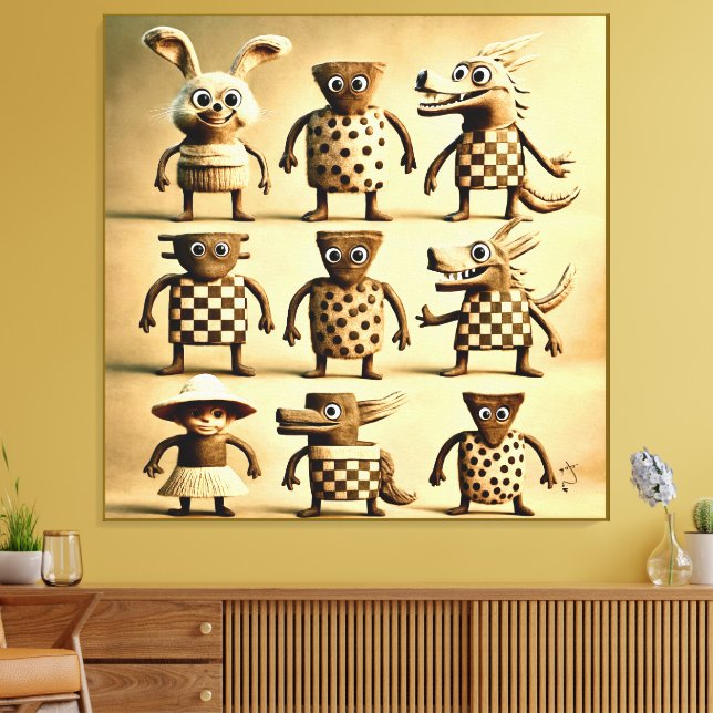 Toile Odd Friends - Checker & Dots Creator Family Poste (Insitu(Salon))