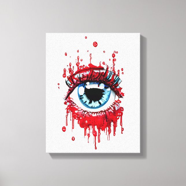 Toile Oeil bleu goutte de sang horreur goth sombre art (Recto)